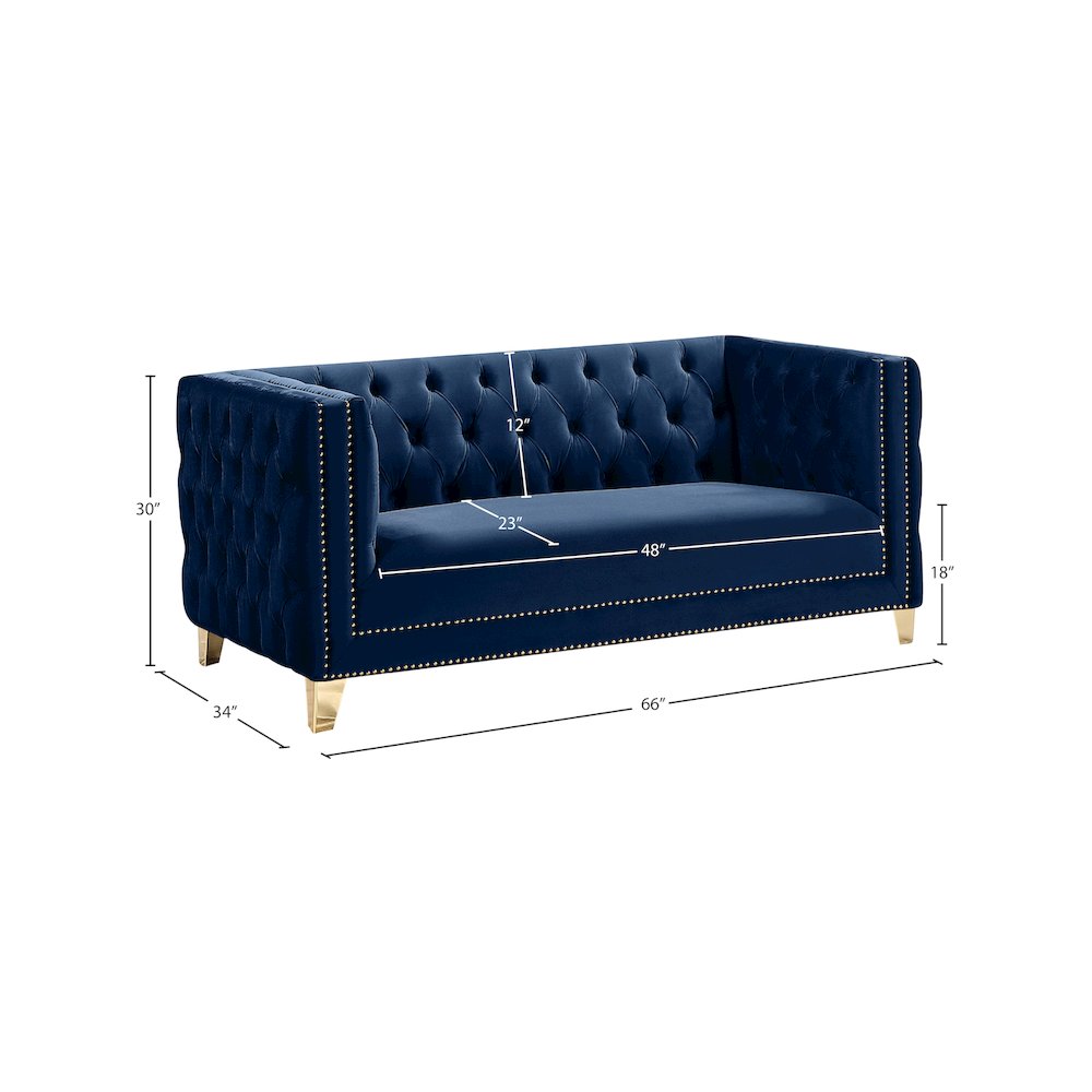Michelle Navy Velvet Loveseat
