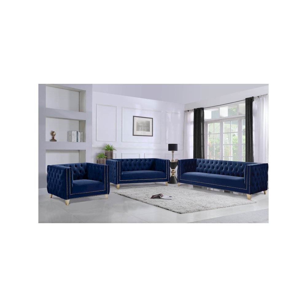Michelle Navy Velvet Sofa