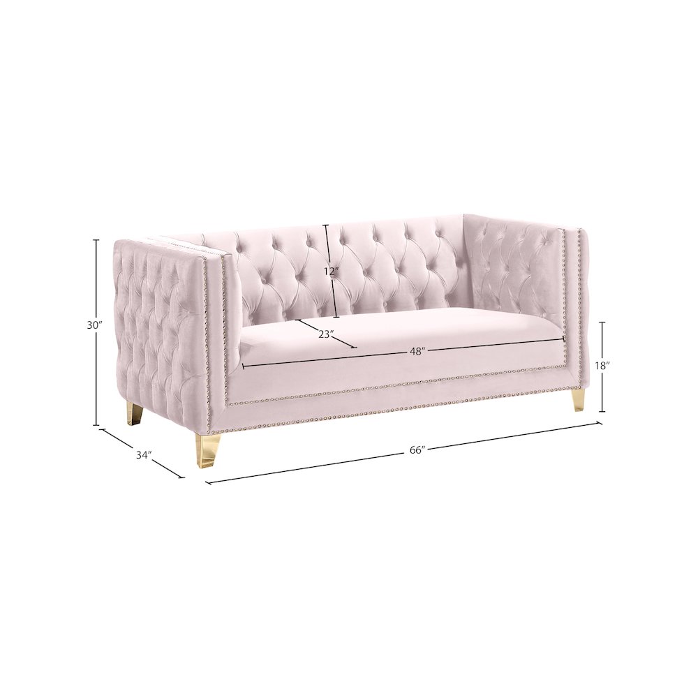 Michelle Pink Velvet Loveseat