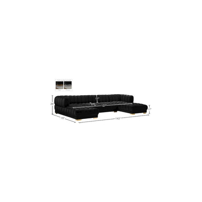 Gwen Black Velvet 3pc. Sectional