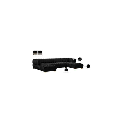 Gwen Black Velvet 3pc. Sectional
