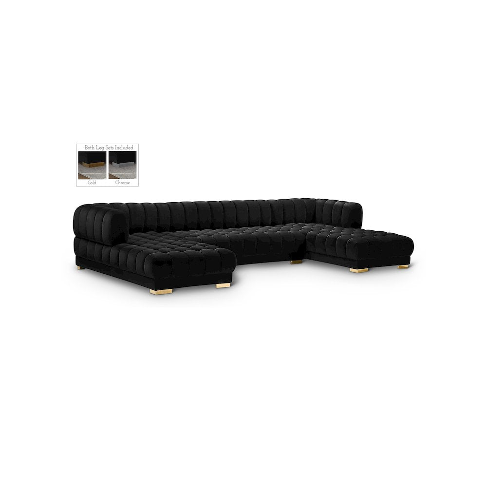 Gwen Black Velvet 3pc. Sectional