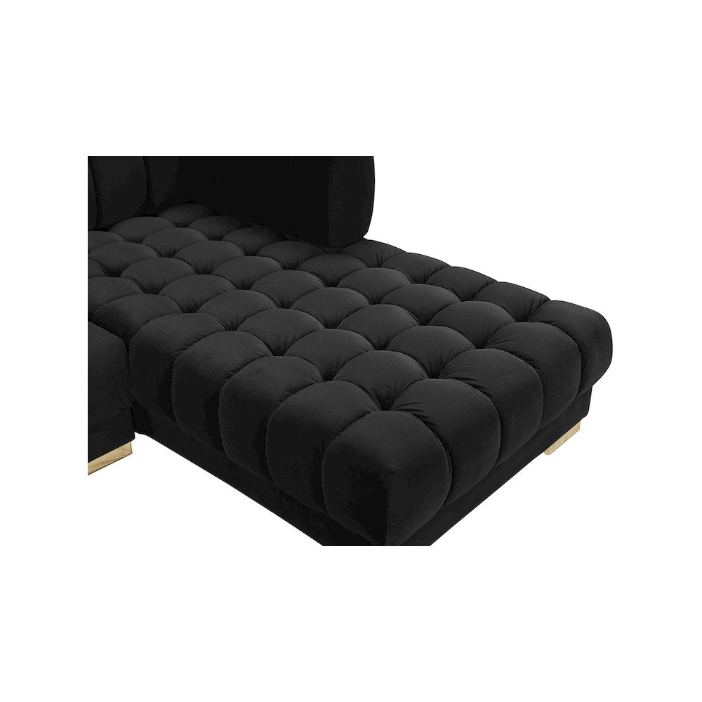 Gwen Black Velvet 3pc. Sectional