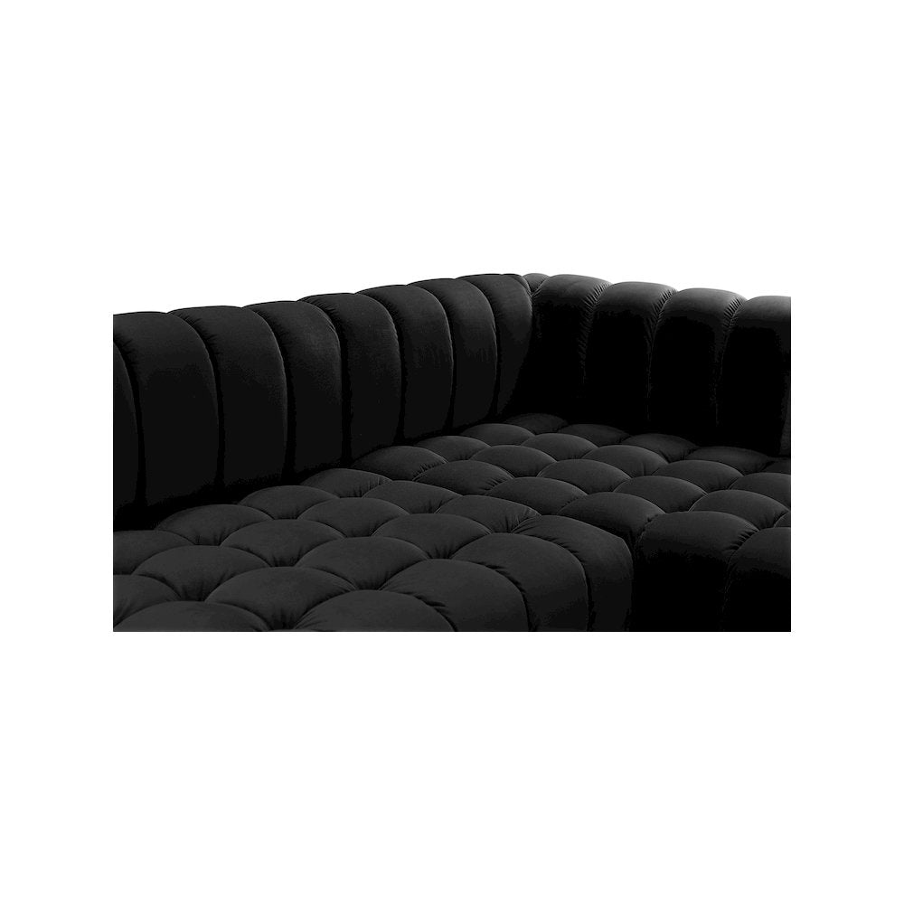 Gwen Black Velvet 3pc. Sectional