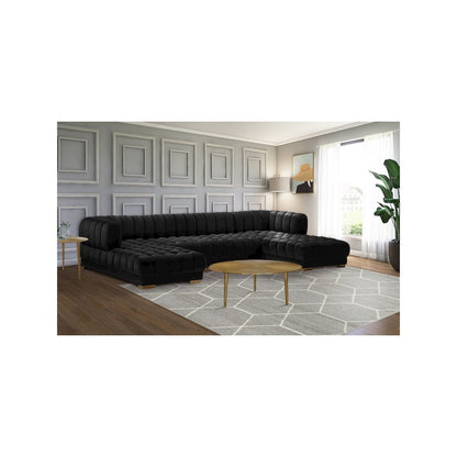 Gwen Black Velvet 3pc. Sectional