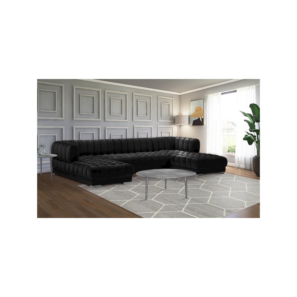 Gwen Black Velvet 3pc. Sectional