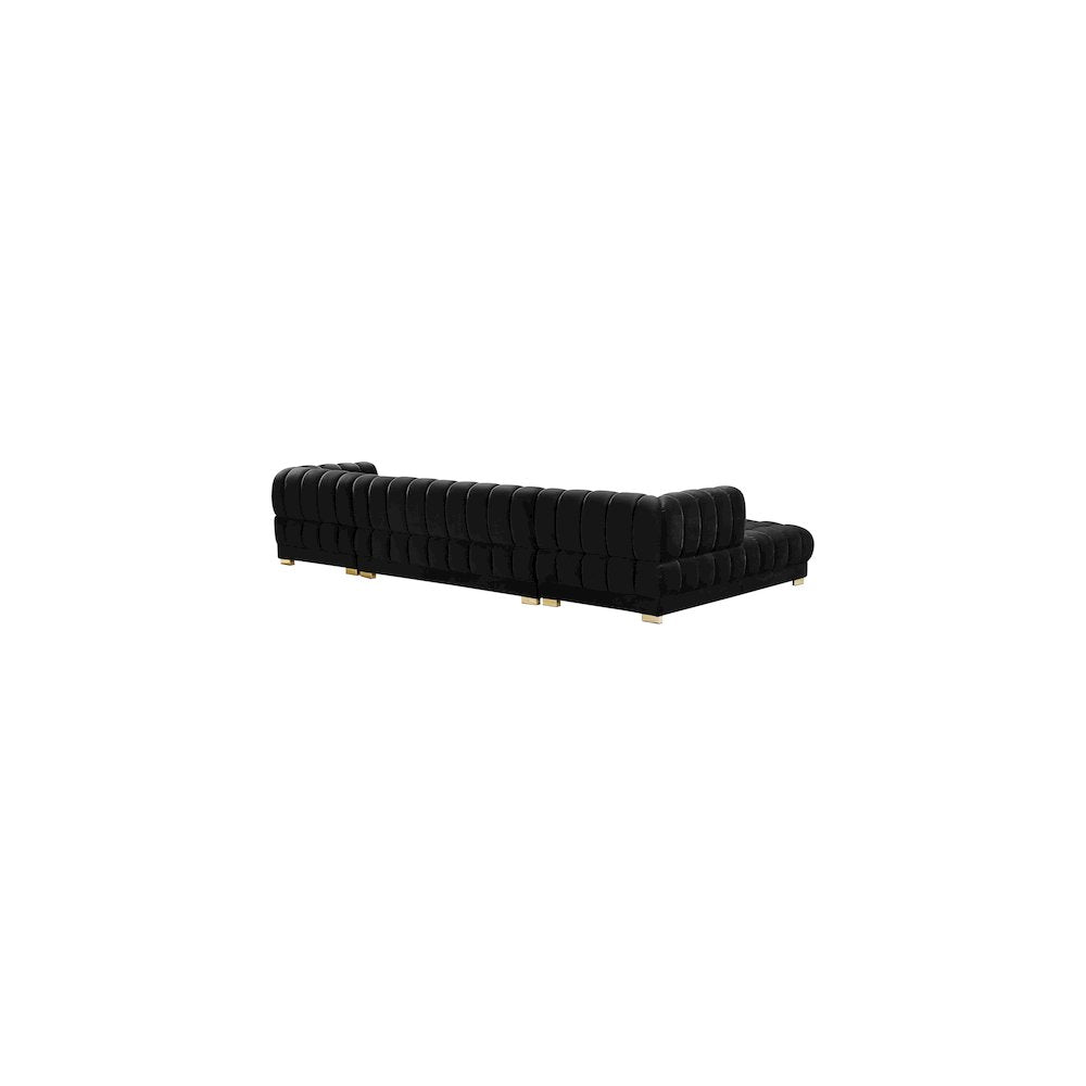 Gwen Black Velvet 3pc. Sectional