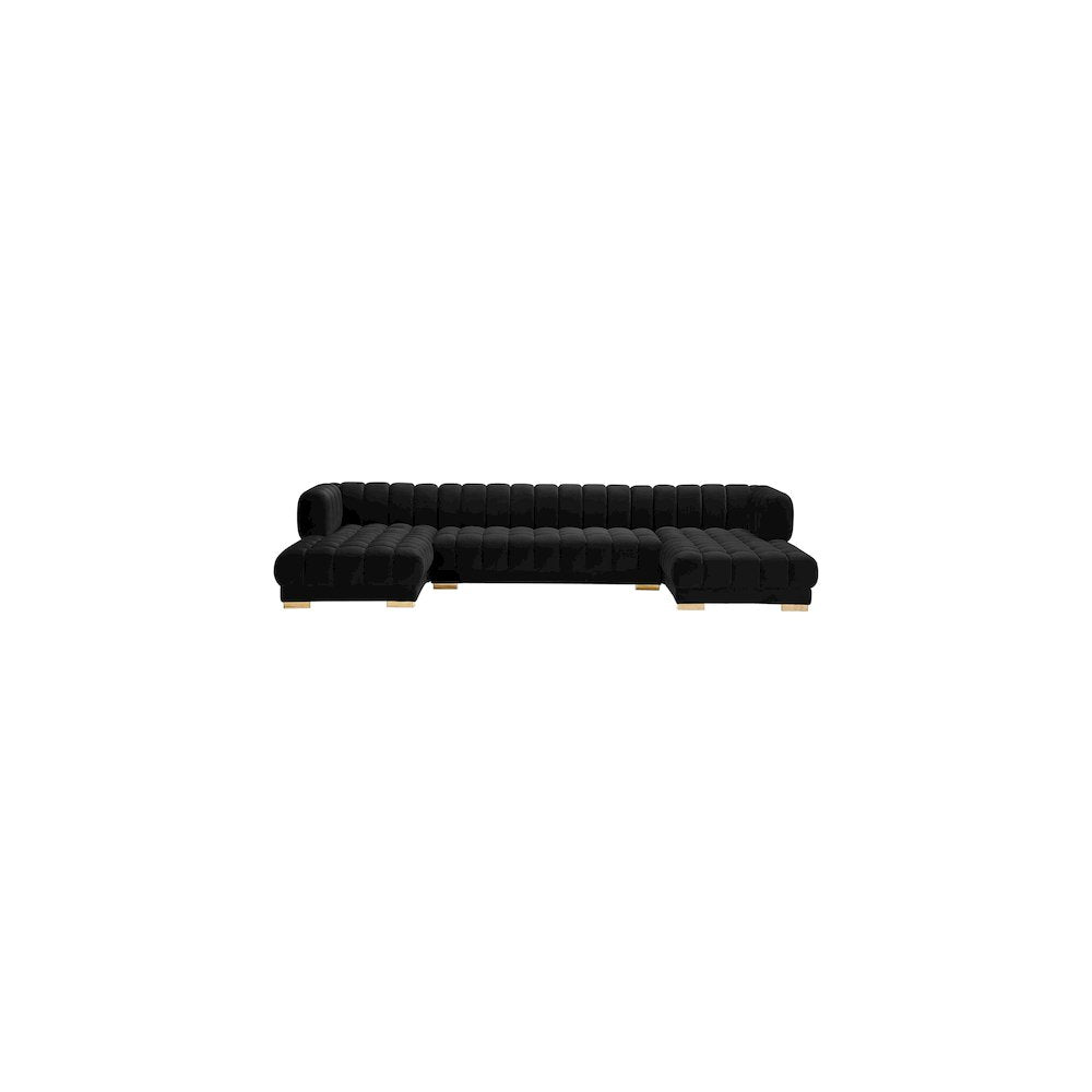 Gwen Black Velvet 3pc. Sectional