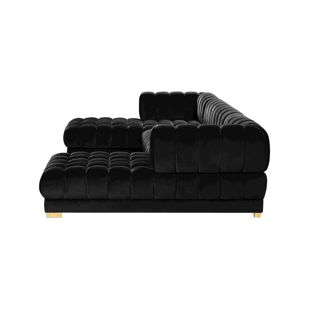 Gwen Black Velvet 3pc. Sectional