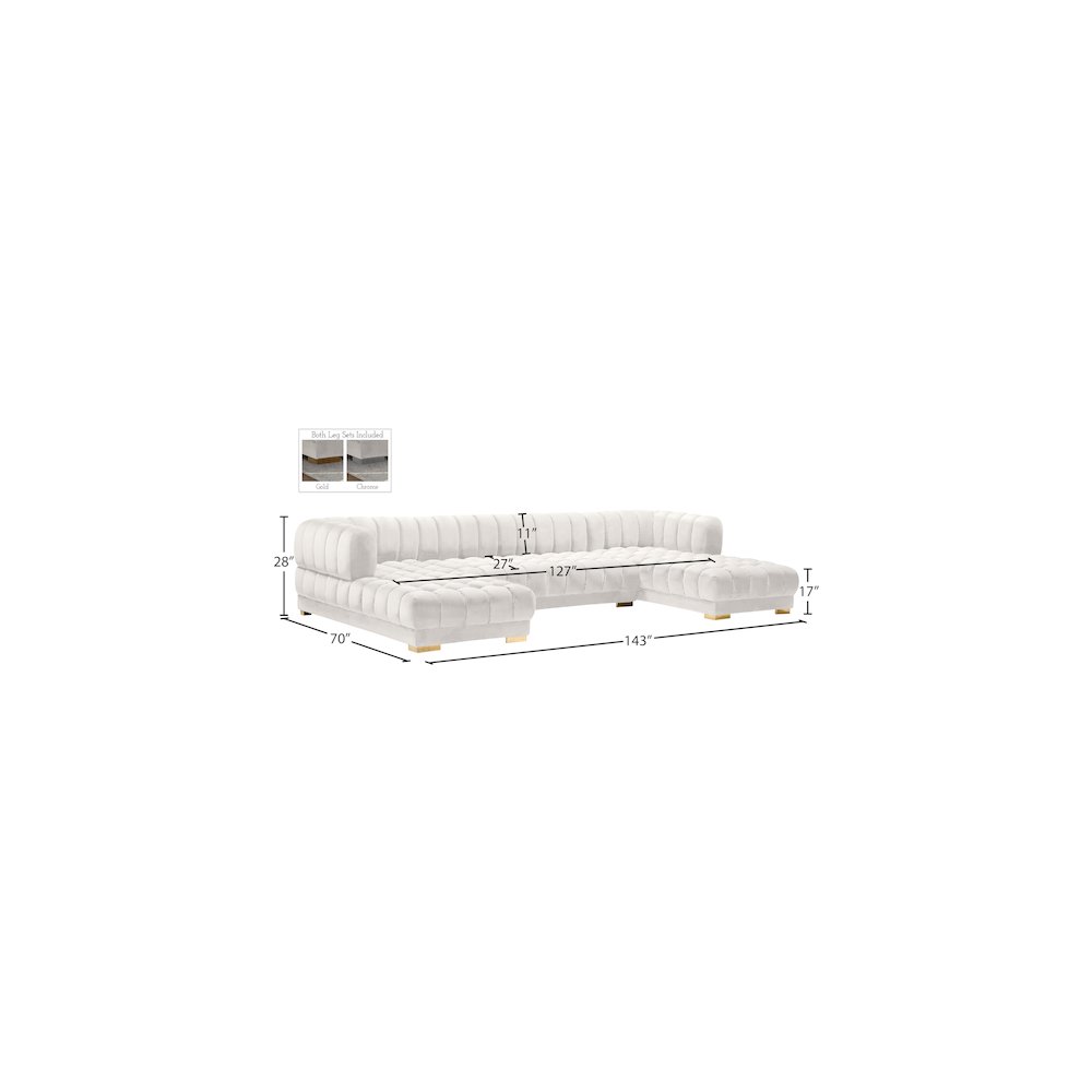 Gwen Cream Velvet 3pc. Sectional