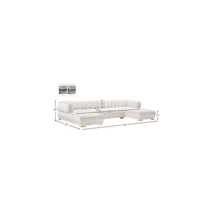 Gwen Cream Velvet 3pc. Sectional