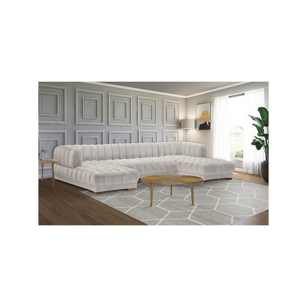 Gwen Cream Velvet 3pc. Sectional