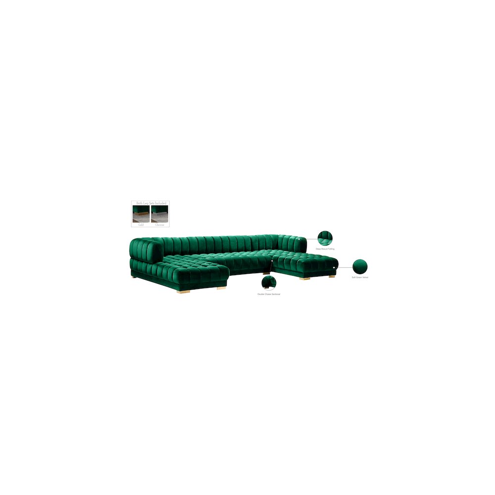 Gwen Green Velvet 3pc. Sectional