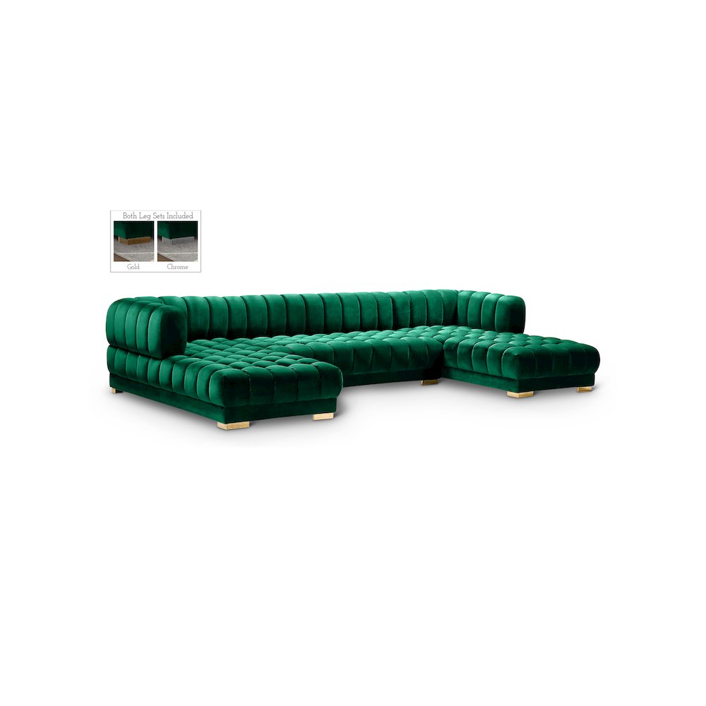 Gwen Green Velvet 3pc. Sectional