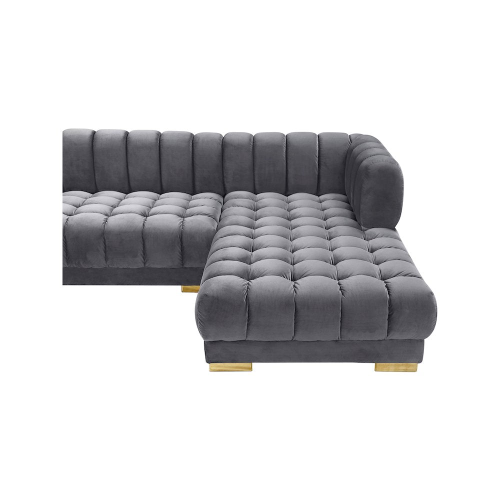 Gwen Grey Velvet 3pc. Sectional