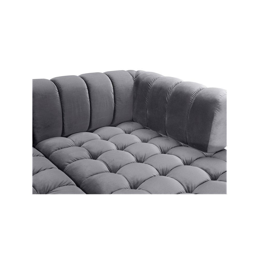 Gwen Grey Velvet 3pc. Sectional