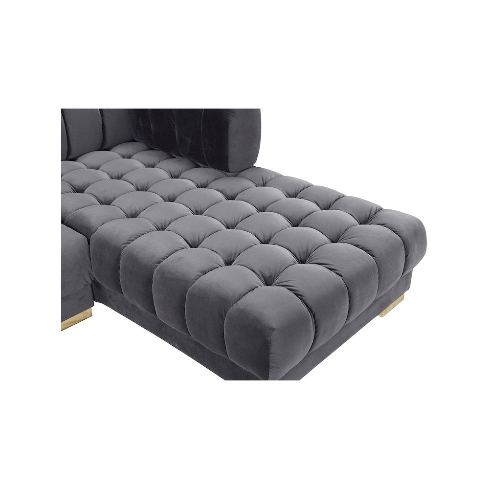 Gwen Grey Velvet 3pc. Sectional