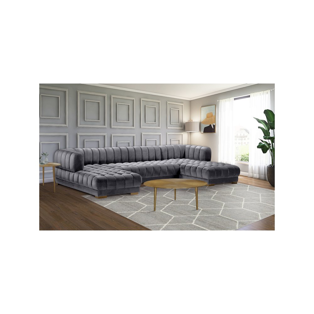 Gwen Grey Velvet 3pc. Sectional