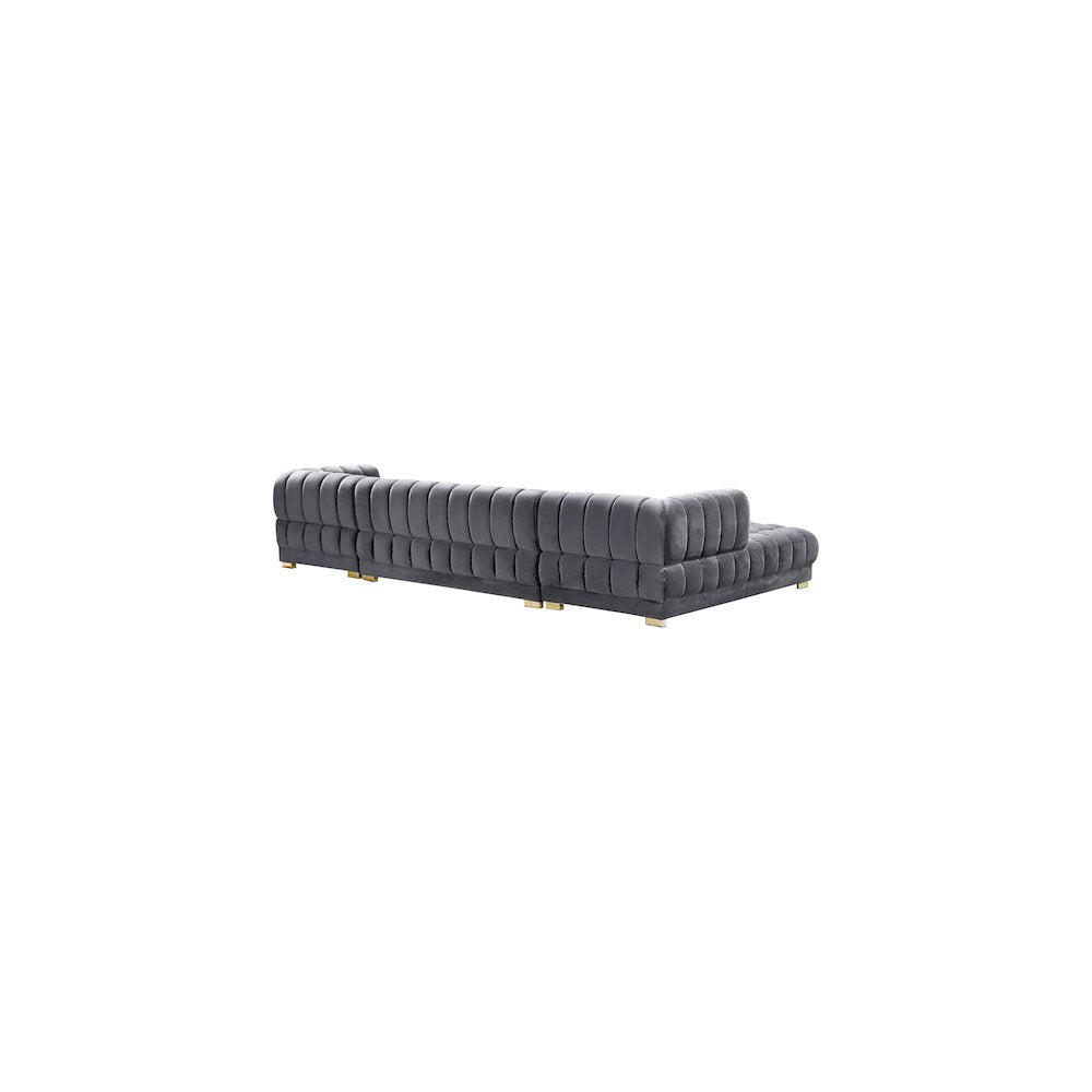 Gwen Grey Velvet 3pc. Sectional
