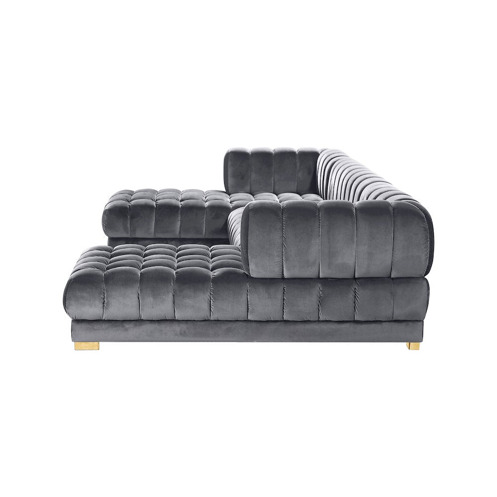 Gwen Grey Velvet 3pc. Sectional