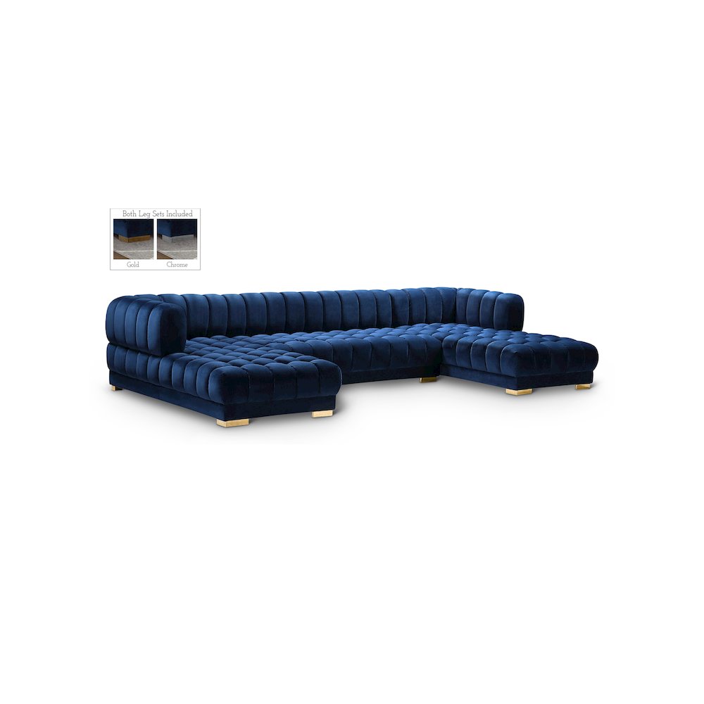 Gwen Navy Velvet 3pc. Sectional