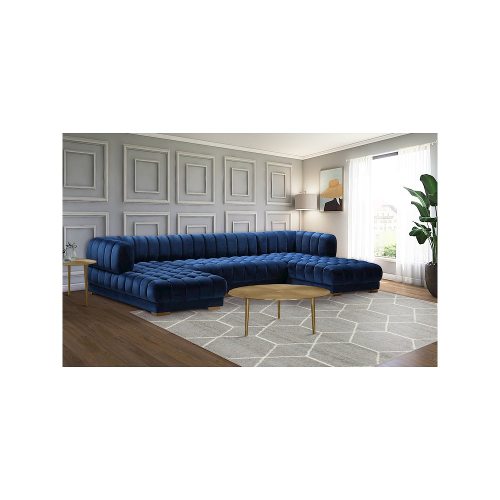 Gwen Navy Velvet 3pc. Sectional
