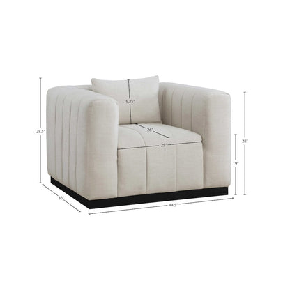 Lucia Beige Linen Textured Fabric Chair