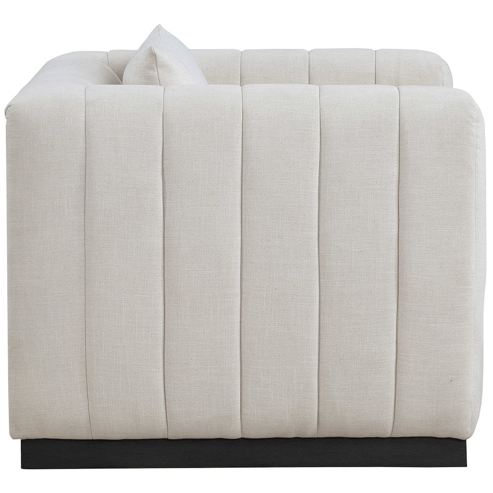 Lucia Beige Linen Textured Fabric Chair