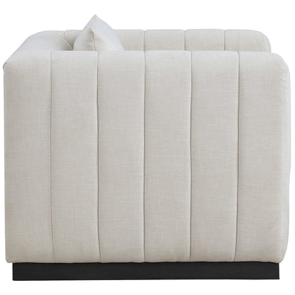 Lucia Beige Linen Textured Fabric Chair