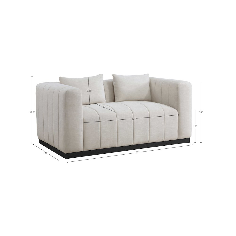 Lucia Beige Linen Textured Fabric Loveseat