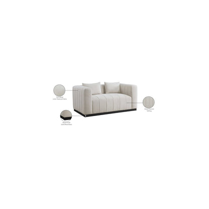 Lucia Beige Linen Textured Fabric Loveseat