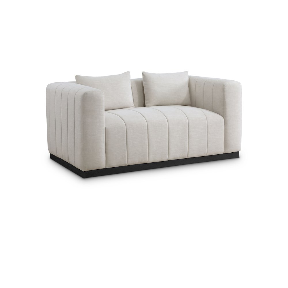 Lucia Beige Linen Textured Fabric Loveseat