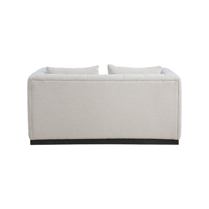 Lucia Beige Linen Textured Fabric Loveseat