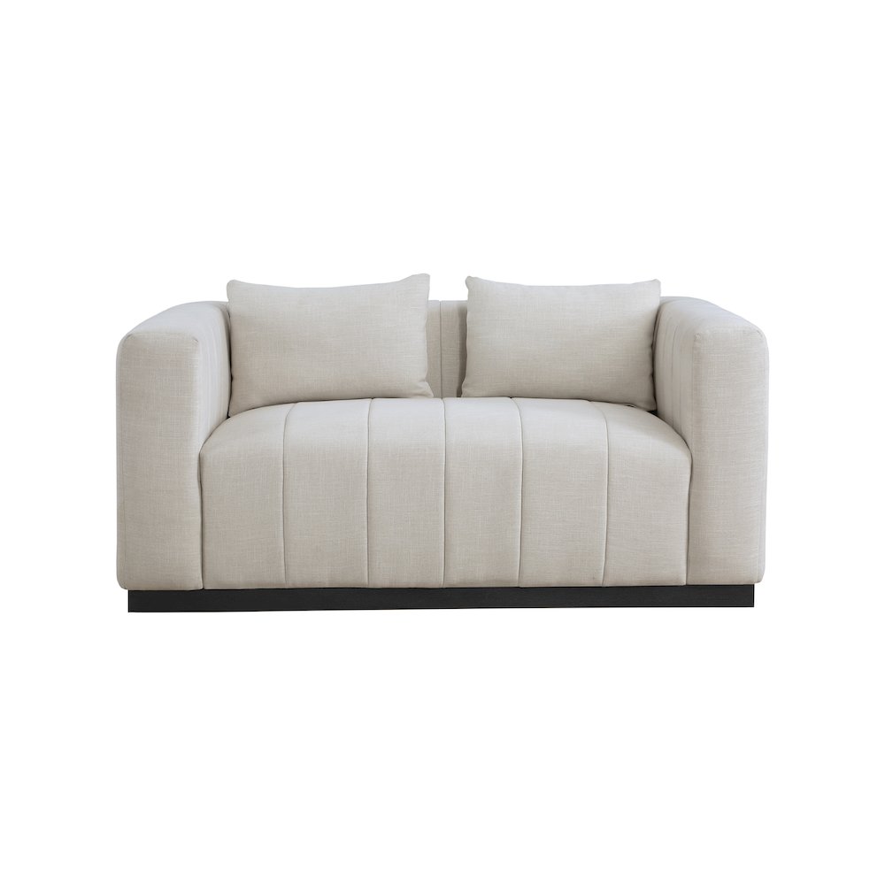 Lucia Beige Linen Textured Fabric Loveseat