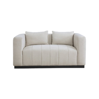 Lucia Beige Linen Textured Fabric Loveseat