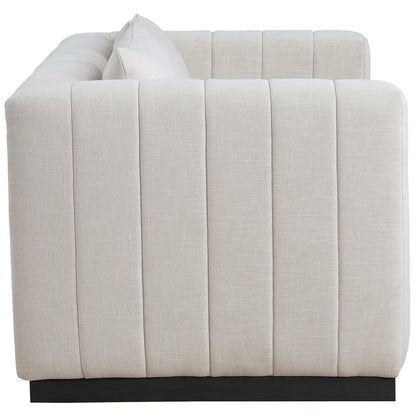 Lucia Beige Linen Textured Fabric Loveseat