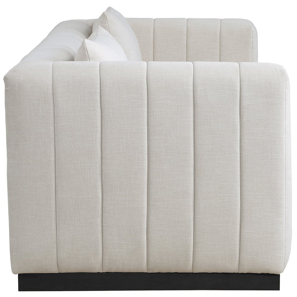Lucia Beige Linen Textured Fabric Sofa