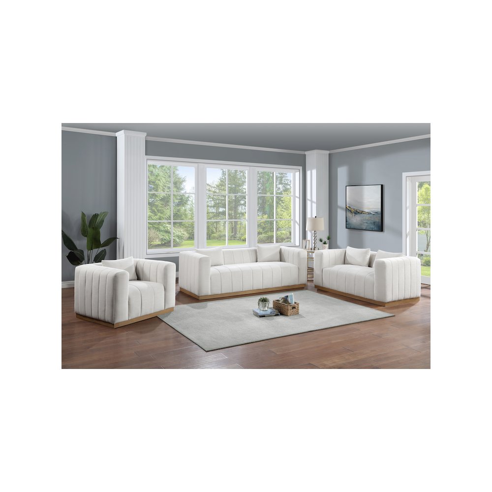 Lucia Cream Linen Textured Fabric Chair