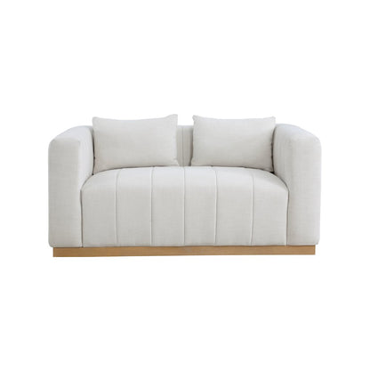 Lucia Cream Linen Textured Fabric Loveseat