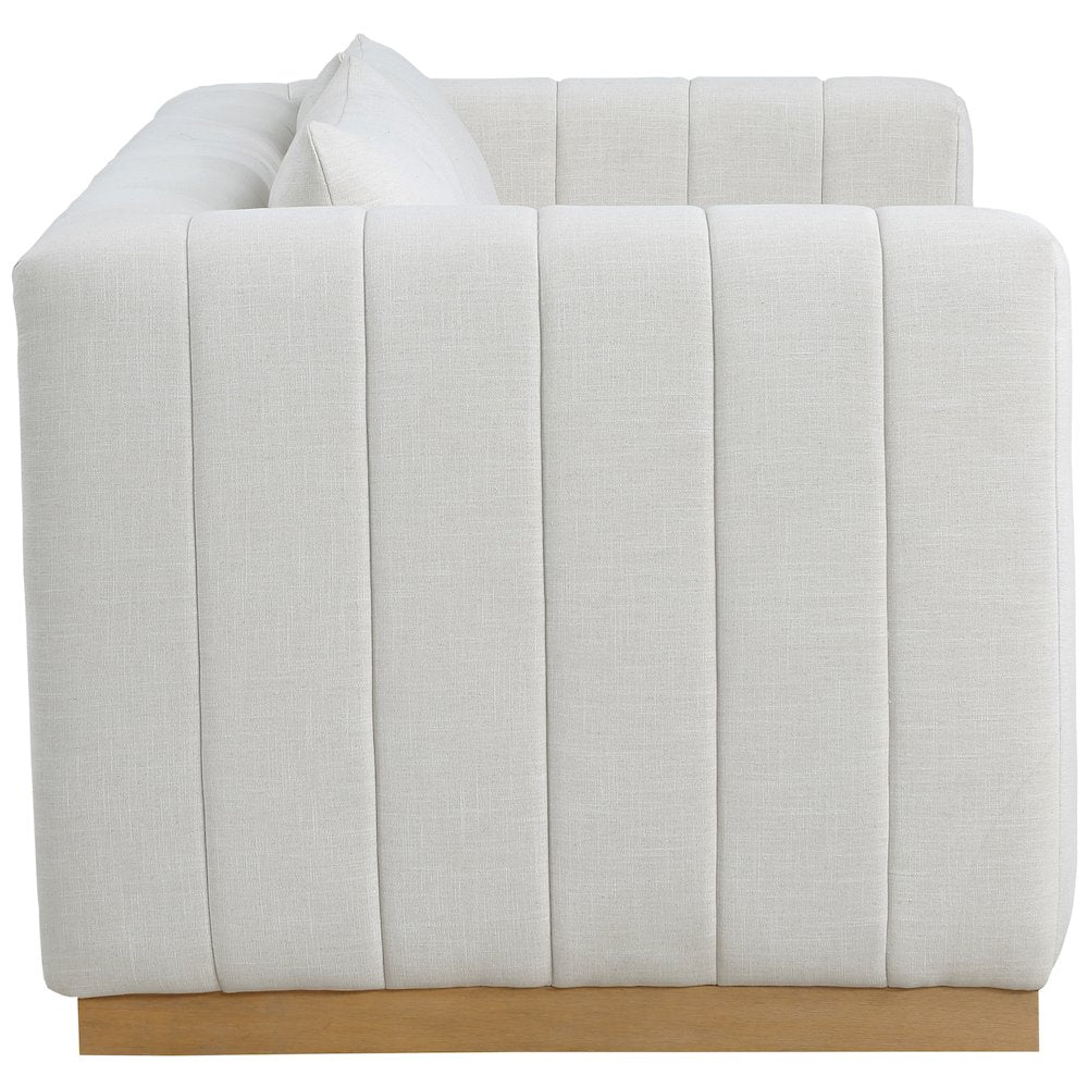 Lucia Cream Linen Textured Fabric Loveseat