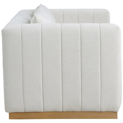 Lucia Cream Linen Textured Fabric Loveseat