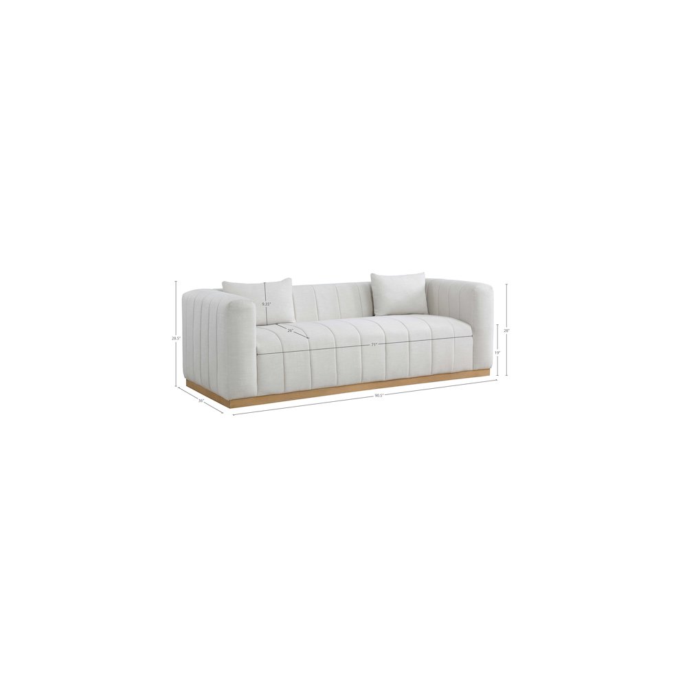 Lucia Cream Linen Textured Fabric Sofa