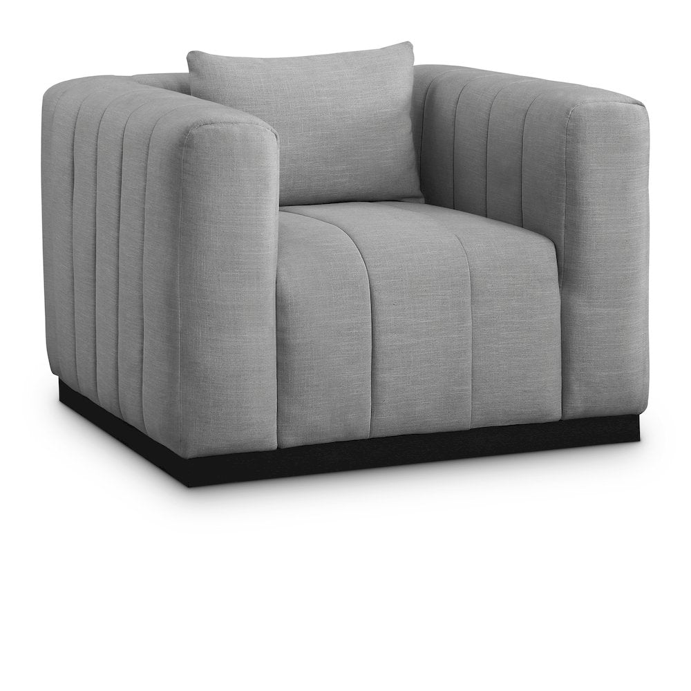 Lucia Grey Linen Textured Fabric Chair