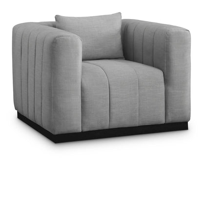Lucia Grey Linen Textured Fabric Chair