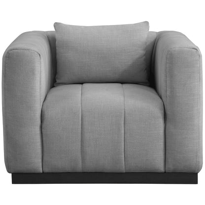 Lucia Grey Linen Textured Fabric Chair