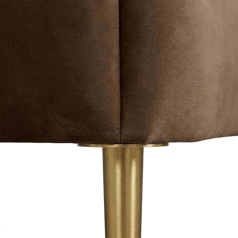 Velvet-Upholstered Sofa and Loveseat with Gold-Finish Wood Legs, Brown Velvet