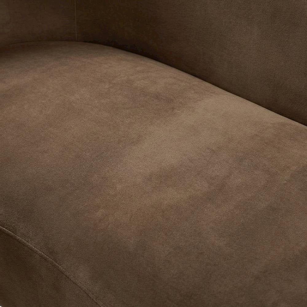 Velvet-Upholstered Sofa and Loveseat with Gold-Finish Wood Legs, Brown Velvet