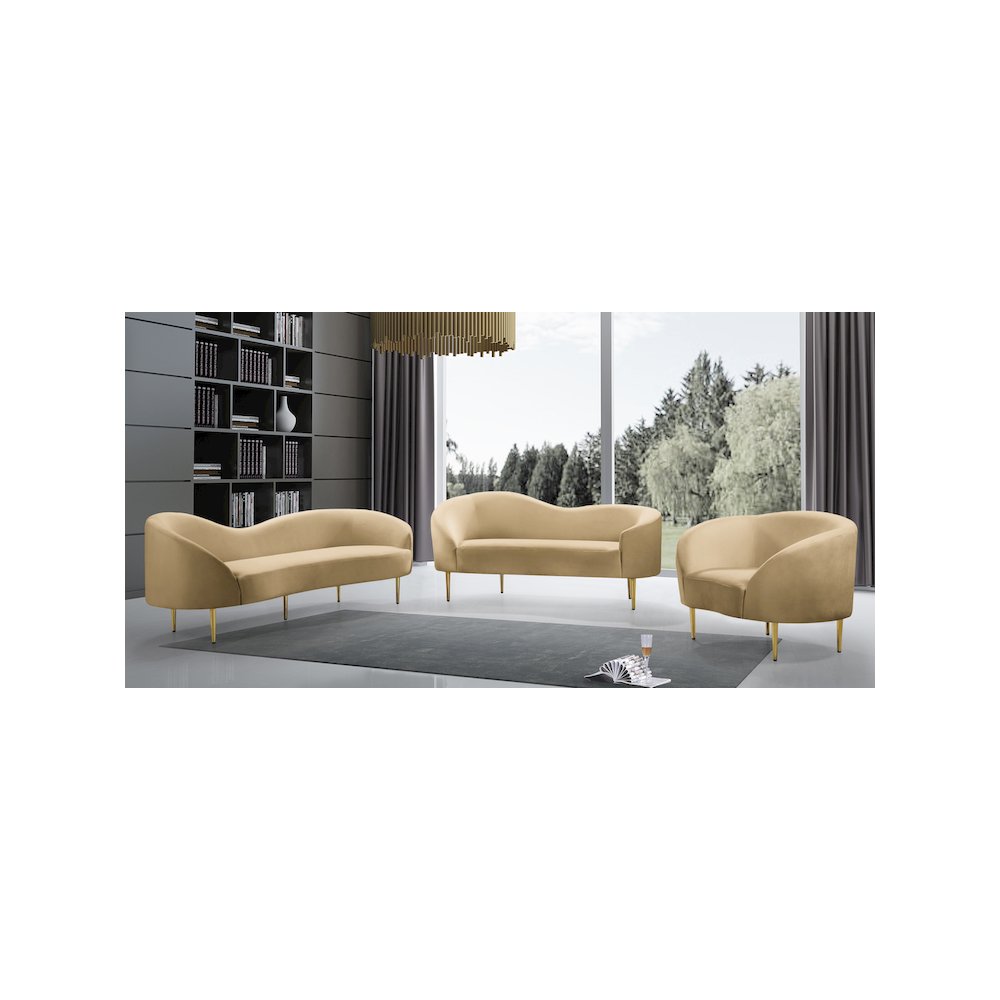 Ritz Camel Velvet Sofa