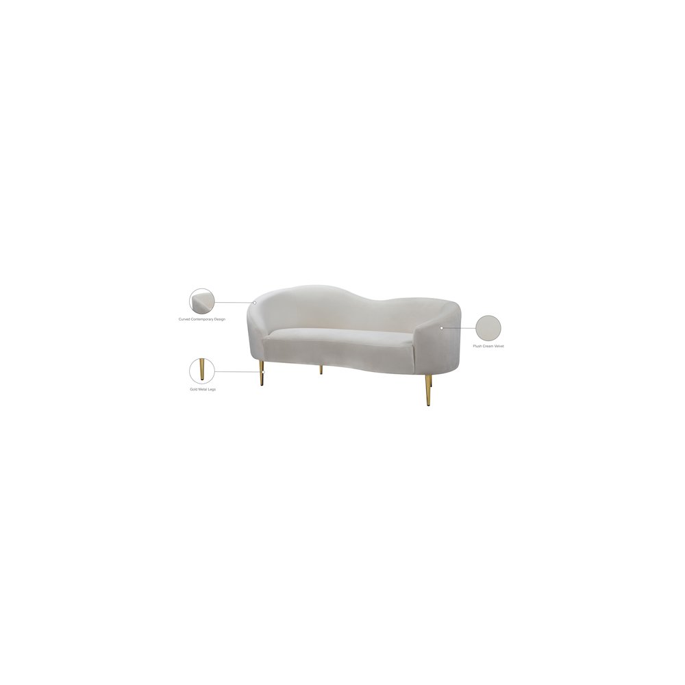 Ritz Cream Velvet Loveseat