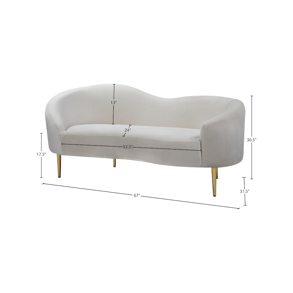 Ritz Cream Velvet Loveseat